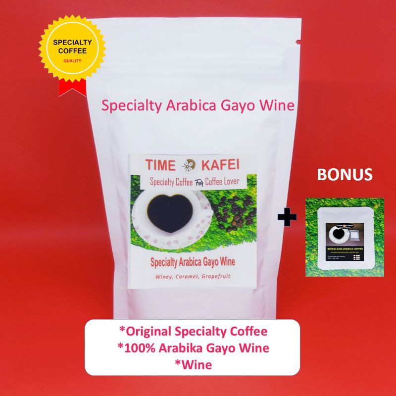 

KOPI GAYO WINE ARABIKA ORIGINAL SPECIALTY GRADE 1 ( 200g ) BIJI/GILING MEDIUM +BONUS SPECIALTY 10g