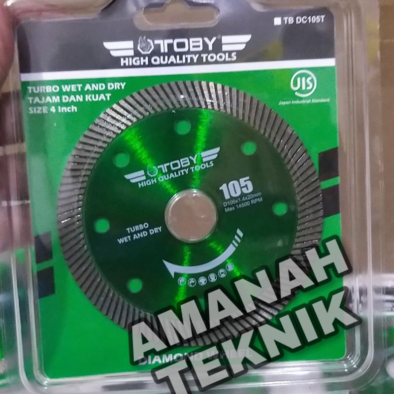 Diamond wheel cutter Mata potong kramik granit 105T TOBY TURBO WET &amp; DRY 4&quot; Tajam Kuat japan