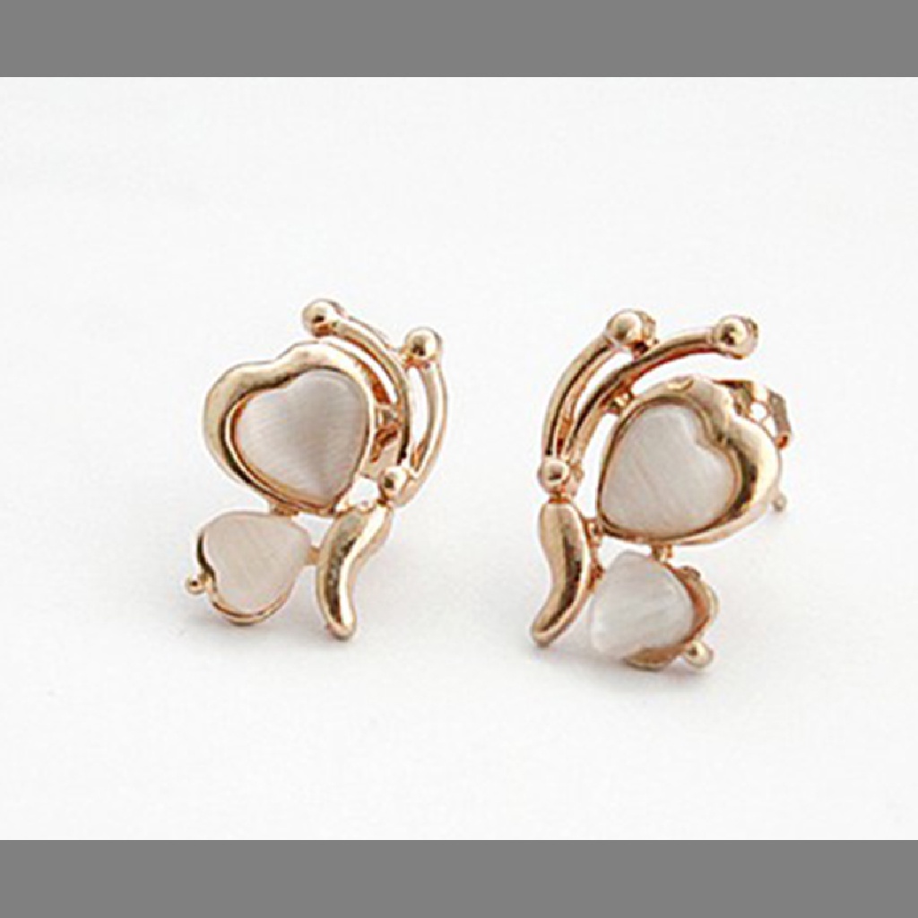 [HeavenDenotation] New design butterfly white stone golden plated wing ear pierced earrings