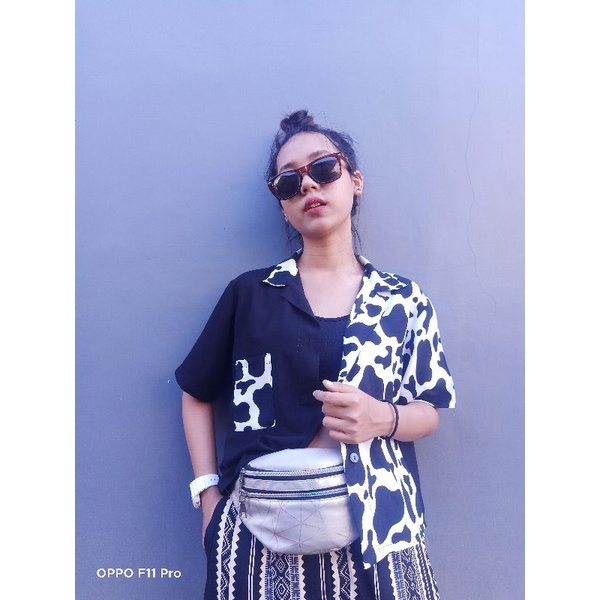 two tone kemeja-Sapi pendek