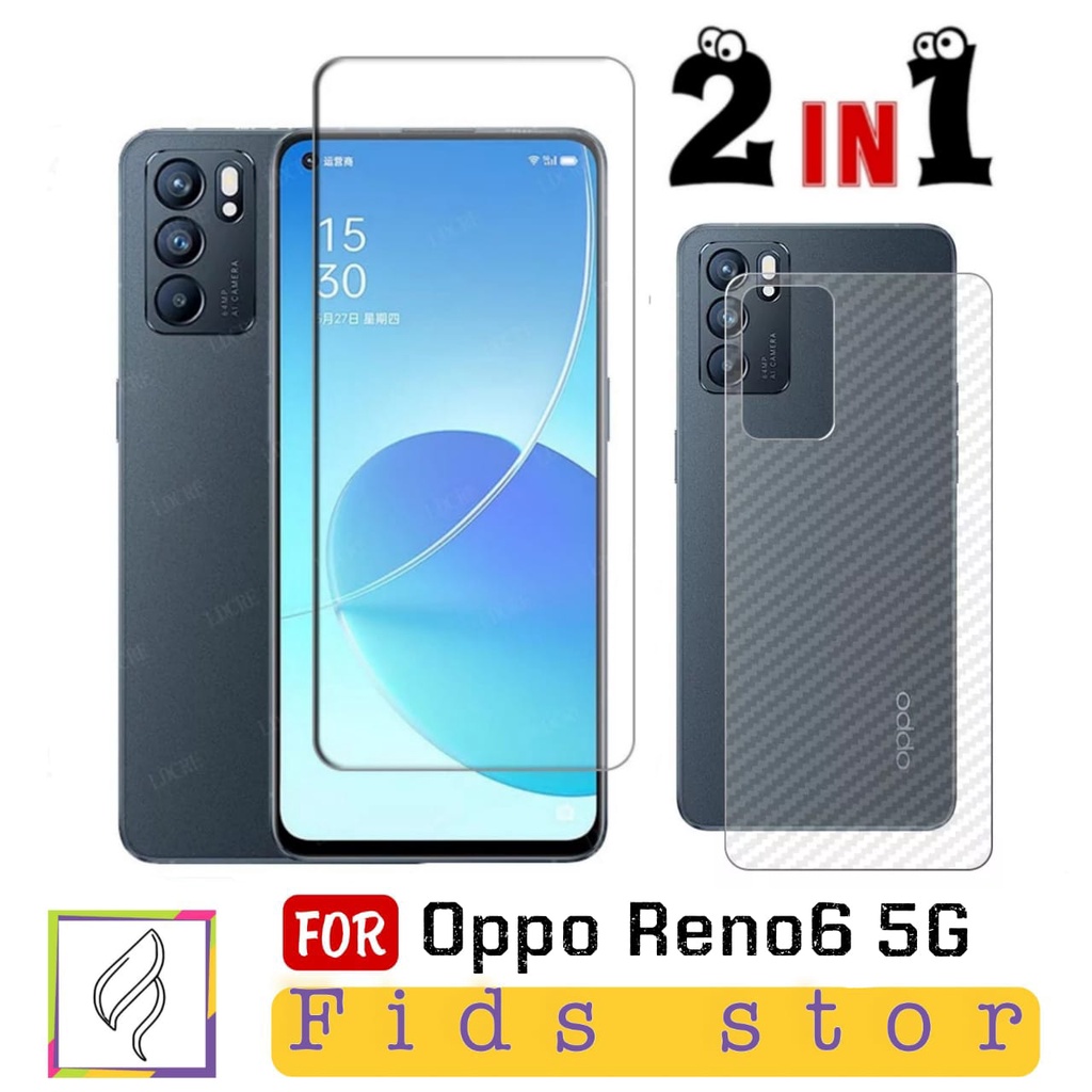 PROMO 2in1 Tempered Glass Bening OPPO Reno6 5G Anti Gores layar kaca Free Garskin Reno 6 5G