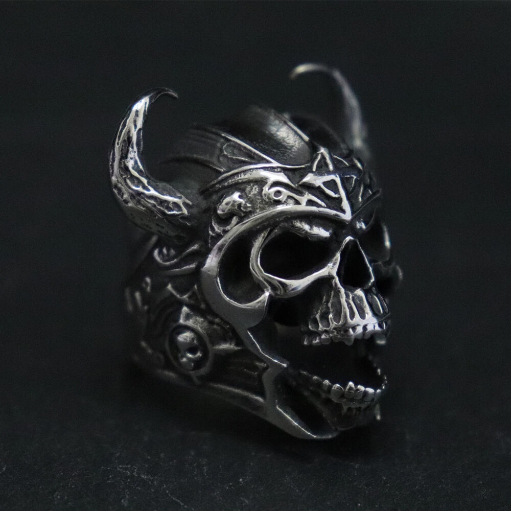 Cincin Desain Kepala Banteng Gaya Gothic Punk Untuk Pria