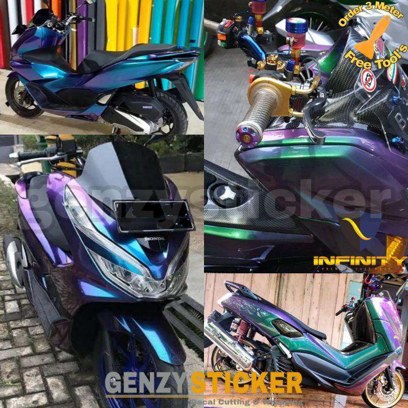 stiker skotlet bunglon sticker scotlite chameleon scotlet pelangi tiga warna