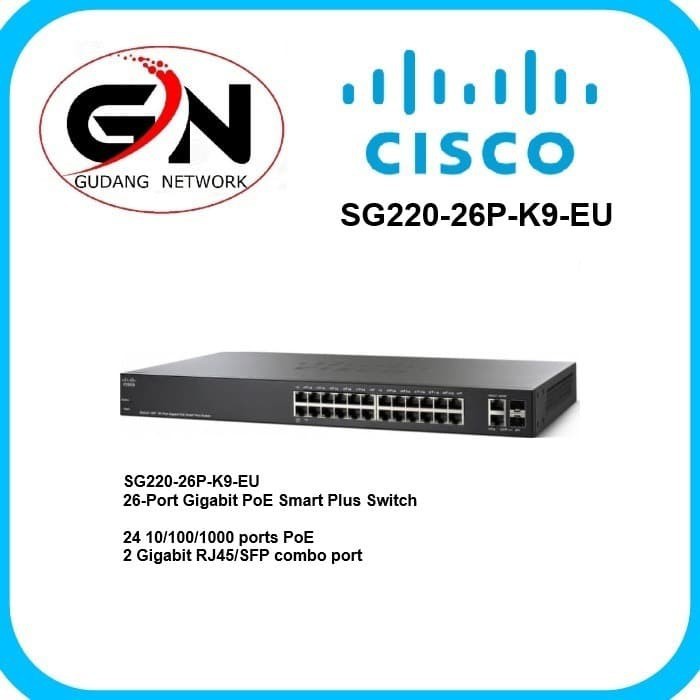 Cisco SG220-26P-K9-EU 26-Port Gigabit PoE Smart Plus Switch
