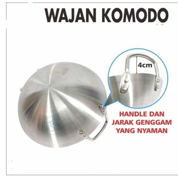 U 38 CM Komodo Kuali Wajan Penggorengan Stainless Steel Diameter 38cm