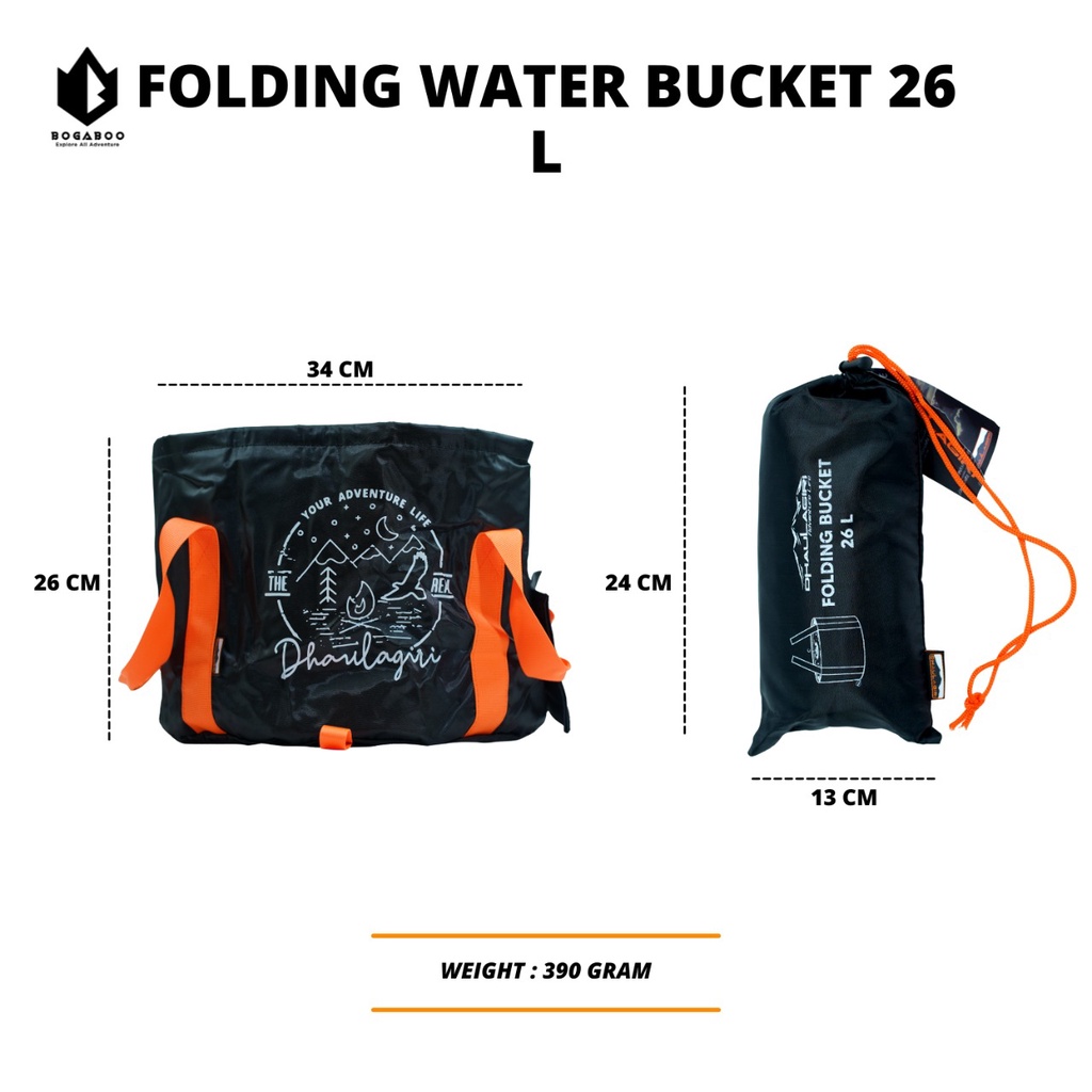 BISA COD DH FOLDING WATER BUCKET 26 L - EMBER DHAULAGIRI PORTABLE - EMBER PORTABLE - POCKET BUCKET DHAULAGIRI ORY GINAL