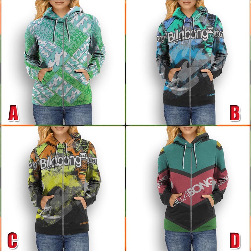 Jaket Hoodie Billabong Hoodie Fullprint Casual Zipper Hoodie Fullprint New Casual Unisex Hoodie Rits