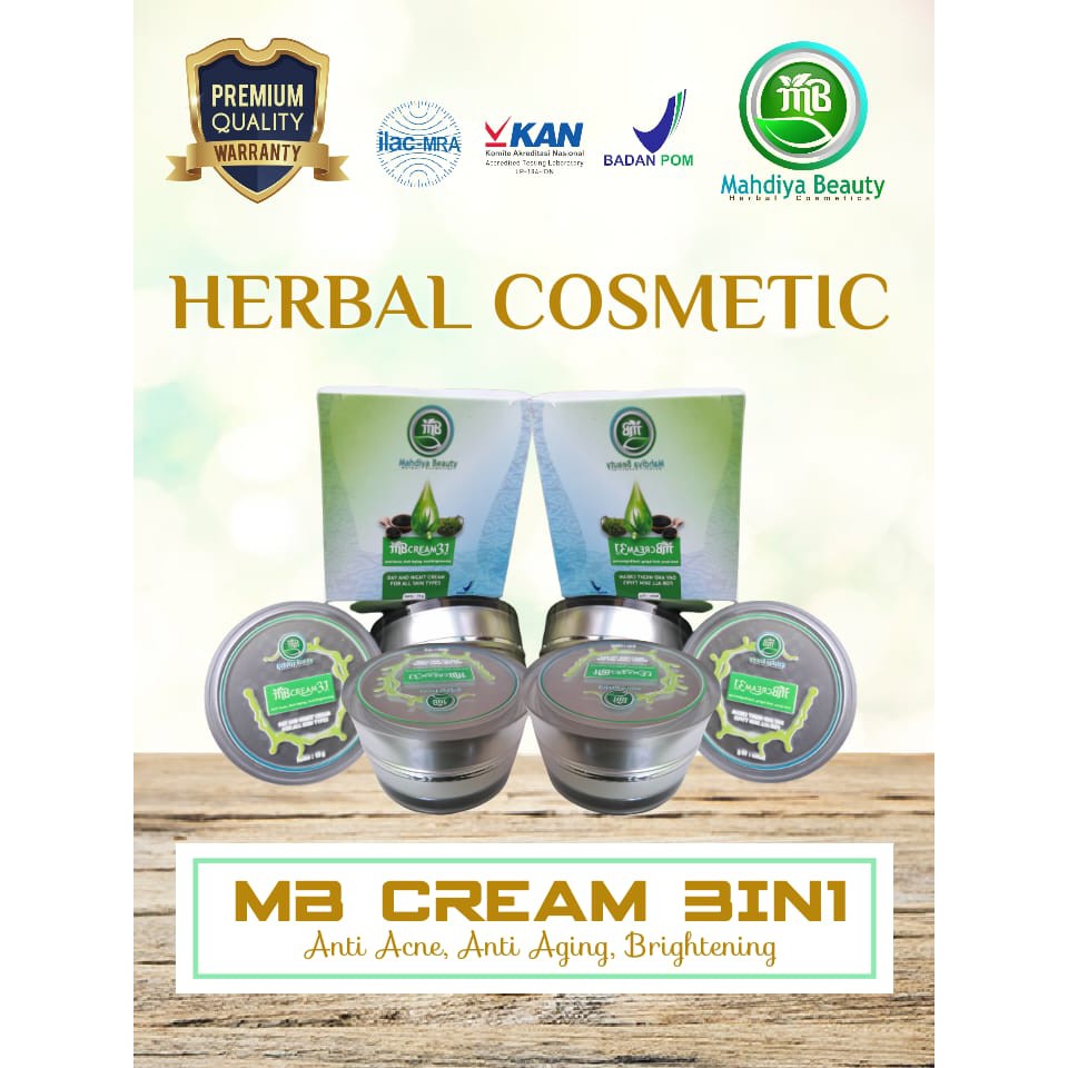 Anti Acne, Anti Aging, dan Brightening. Krim herbal - MB CREAM 3in1