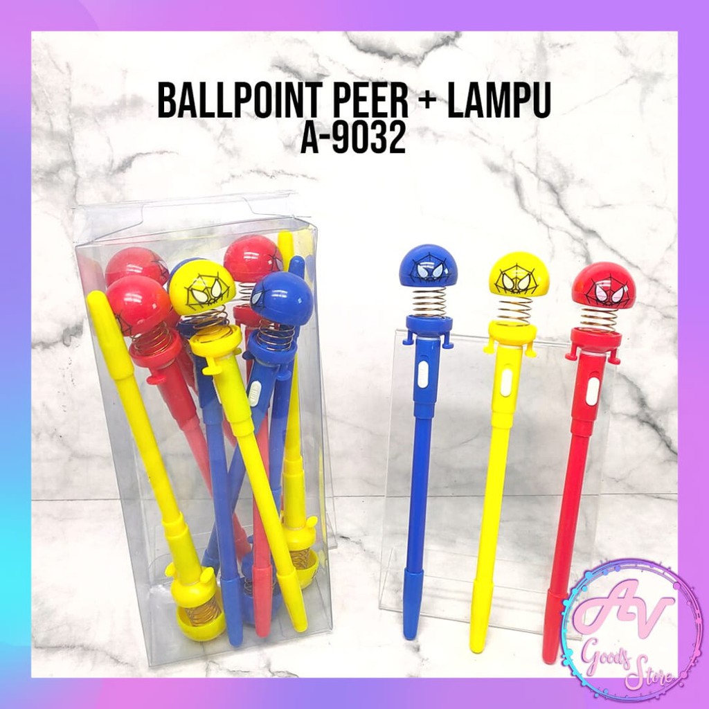 

Ballpoint / 12Pcs Pulpen Peer LAMPU / 1Lusin Pulpen PEER + LAMPU Karakter Fancy
