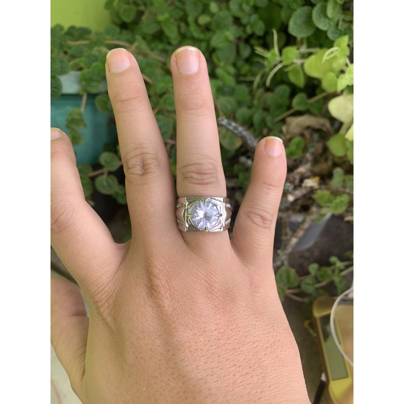 Cincin Pria Perak Berlian Casual Mewah Berkelas Wedding Ring