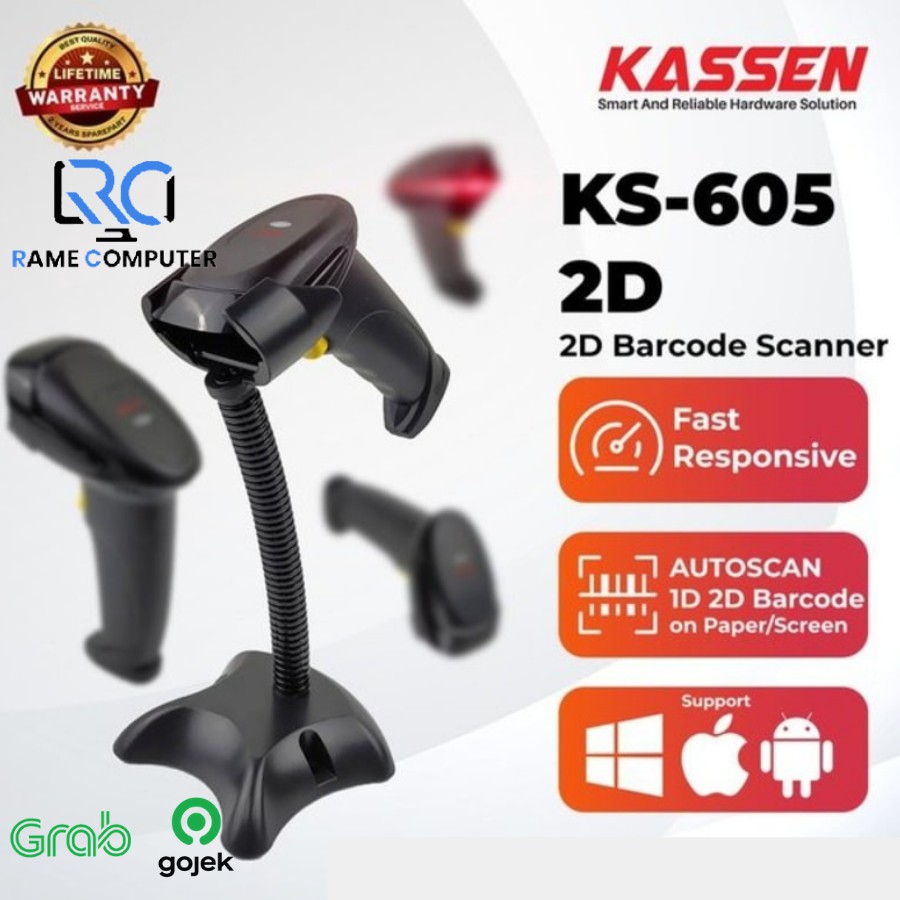 BARCODE SCANNER KASSEN KS-605 2D WITH STAND USB