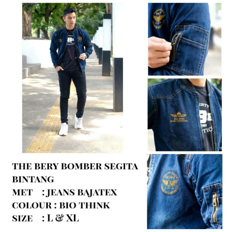 Jaket Bomber TB Original The Bery Jumbo XXL - Jaket Bomber Jeans - Jaket Pria - Jaket Jeans Denim