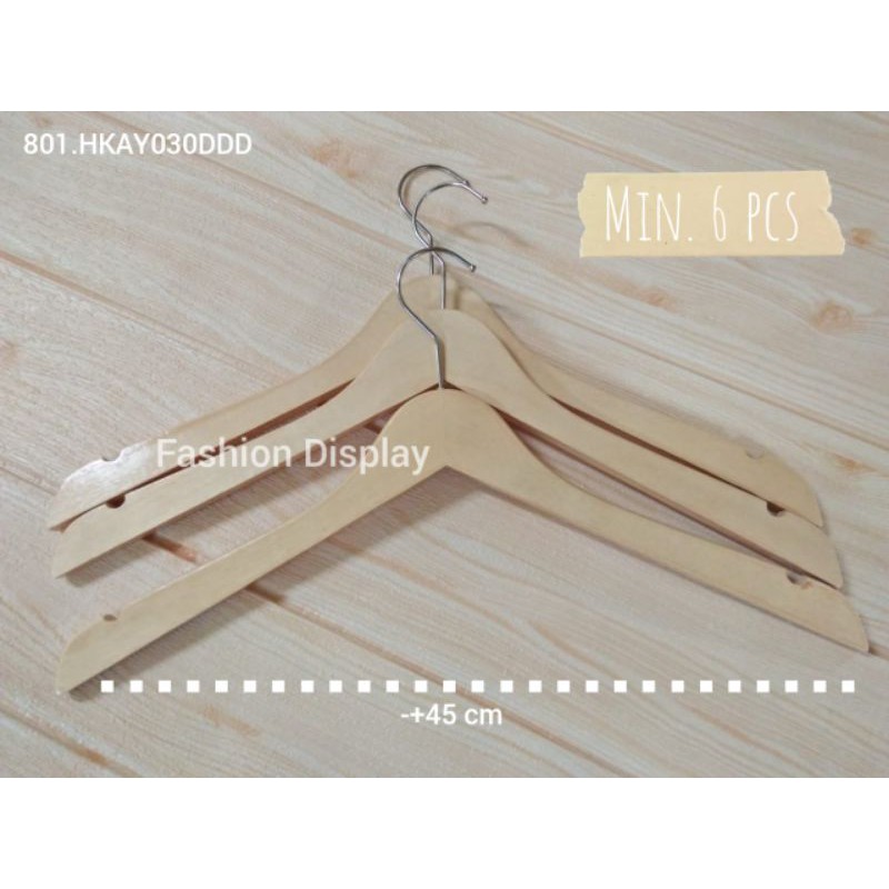 Hanger Kayu Glossy Natural Dewasa Gantungan Baju Kayu Natural Ekslusif Hanger Kayu Premium(BH)