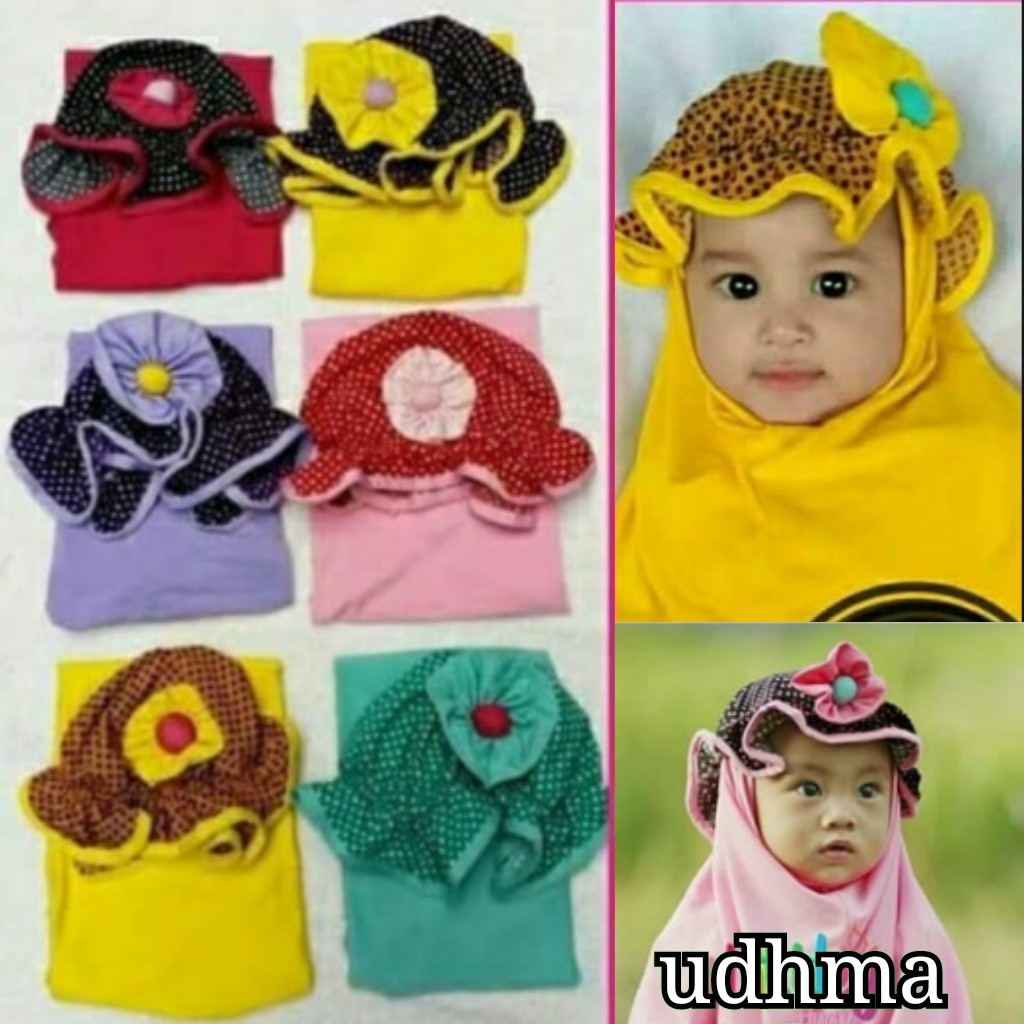 Jilbab Bayi Topi Polka / Hijab Krudung Anak Polkadot