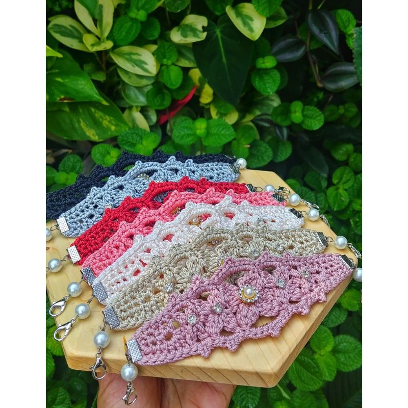 KONEKTOR MASKER HIJAB HEADLOOP RAJUT UNTUK PESTA KONDANGAN APLIKASI PERMATA KRISTAL CANTIK  BERLIAN