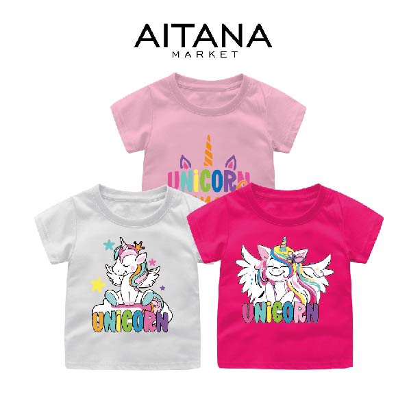 Baju Kaos Bayi &amp; Anak Series Happy Unicorn Series Usia 6 Bulan-8 Tahun Bahan Katun Combed 30s