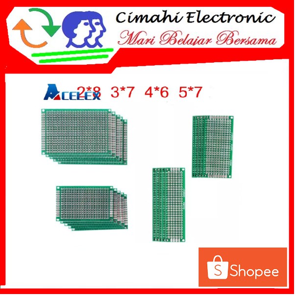 PCB Bolong lubang Double Layer Trough Hole 2X8 cm FR4 High Quality