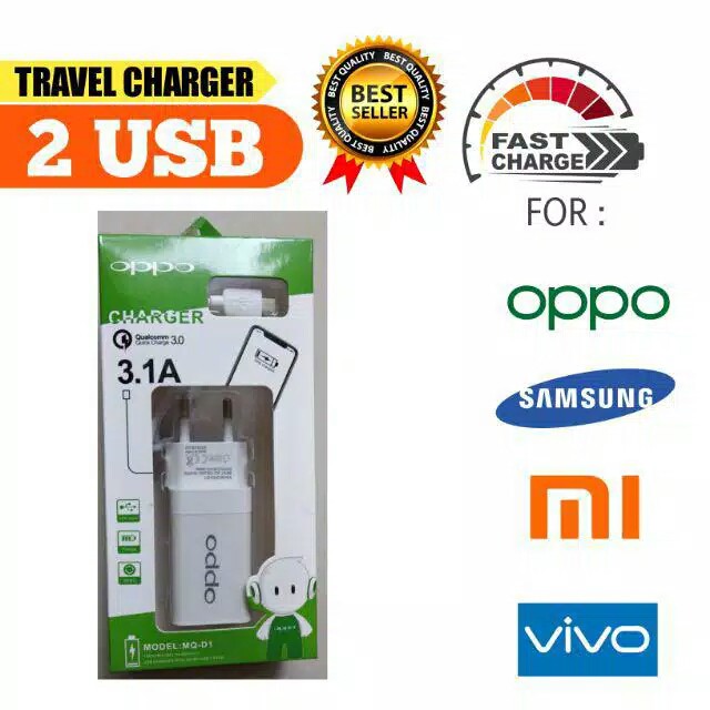 [WS] CHARGER / CASAN BRANDED 2 USB VOOC MICRO USB FOR ANDROID [TC-04] 2 USB