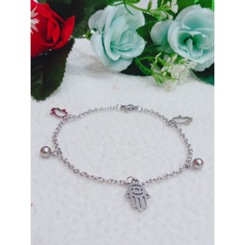 GELANG TITANIUM WANITA SILVER BAHAN LAPIS EMAS PUTIH FHASION WANITA