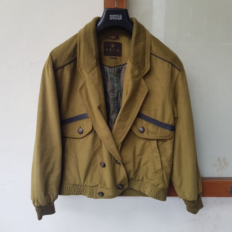 Preloved GULK Luxe Olive Aviator Bomber Jacket