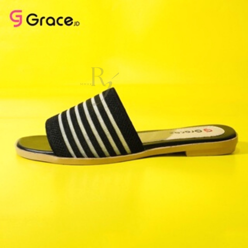 GRACE [CBR SLOP] Sandal Selop Wanita Kokop Strap Garis/ Korean Women Slippers / Sandal Rajut Selop