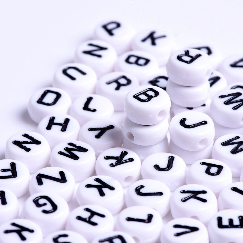 SIY  100x White Letter Alphabet Acrylic Loose Beads For Bracelet Jewelry DIY Finding