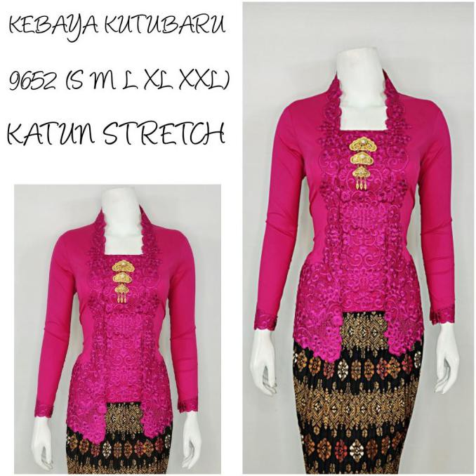 PROMO] 9528 Kebaya Encim Katun Stretch Lengan 7/8 Kebaya Bordir Supplier Keba - M, No4. Magenta