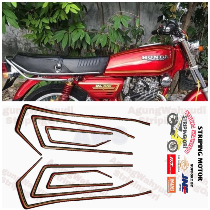 STRIPING MOTOR HONDA GL 100 SERIES 1982 MERAH LIS LES BODY POLET STIKER SEPEDA MOTOR 1980 1981 1983 