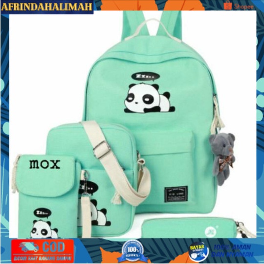 

{TERBARU} tas ransel gambar panda/ tas sekolah/ tas anak/ tas set 4 buah