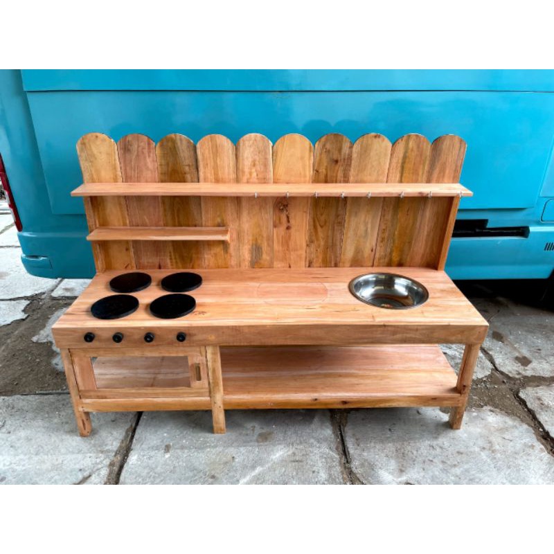 playground mud kitchen dapur main anak bahan kayu custom