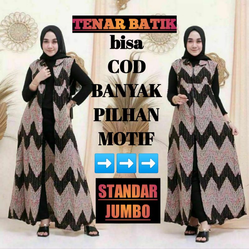 Outer Long Cardy Kardigan Cardigan Gardigan Rompi Batik Wanita Standar Jumbo Panjang Tanpa lengan