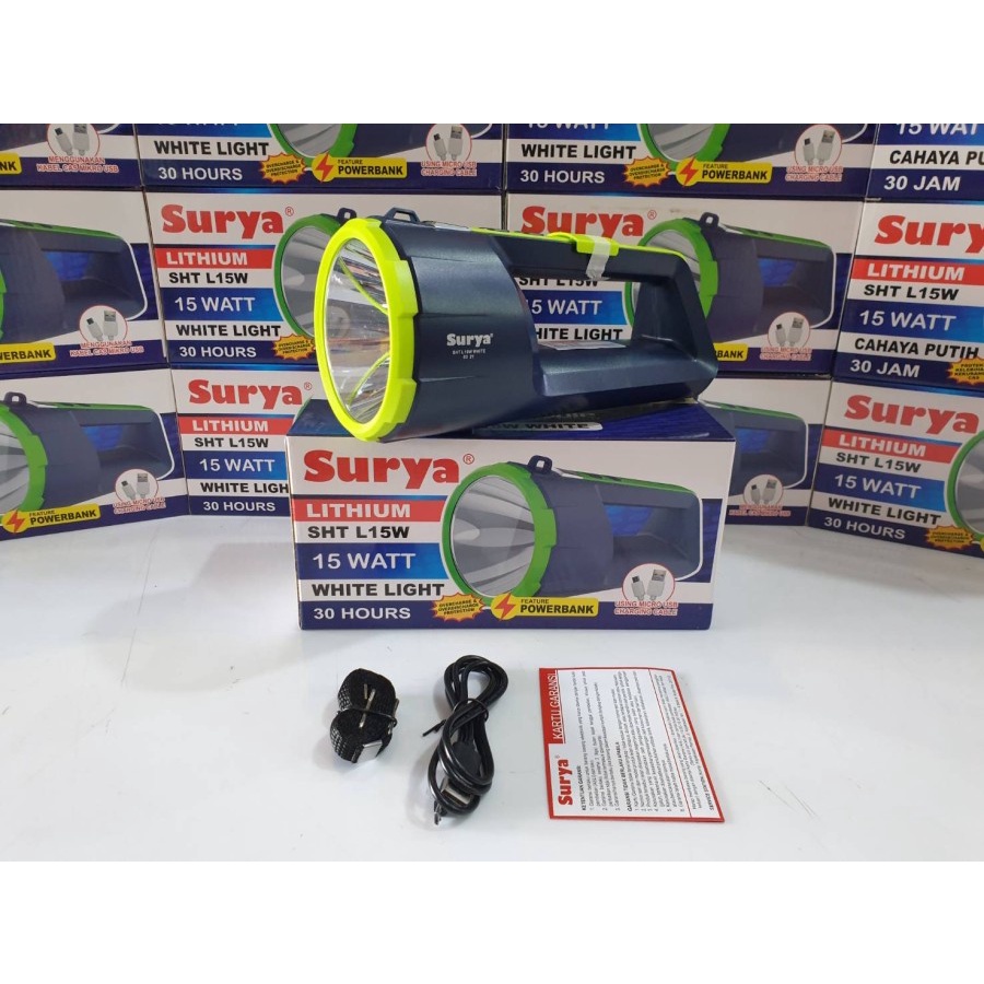 Surya Lampu Senter Emergency Plus Powerbank SHT L15W