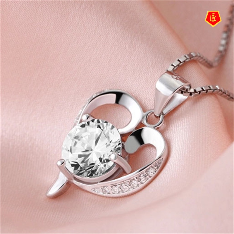 [Ready Stock]Heart Necklace Women's Fashion Jeweled Pendant