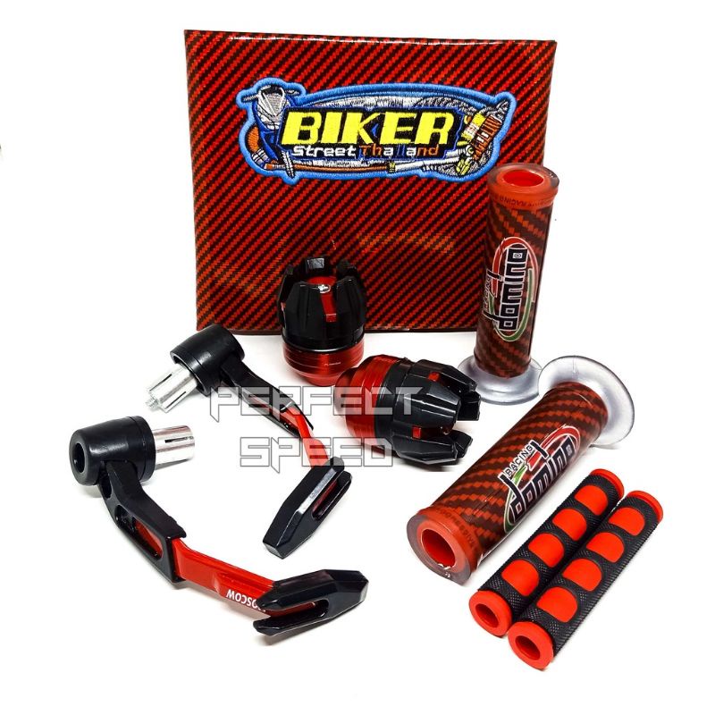 Kulit Jok Carbon + Progruad Robot + Jalu AS Roda + Handgrip Kitaco/Domino +Karet Handle 1 Paket Isi 5 item Univesal