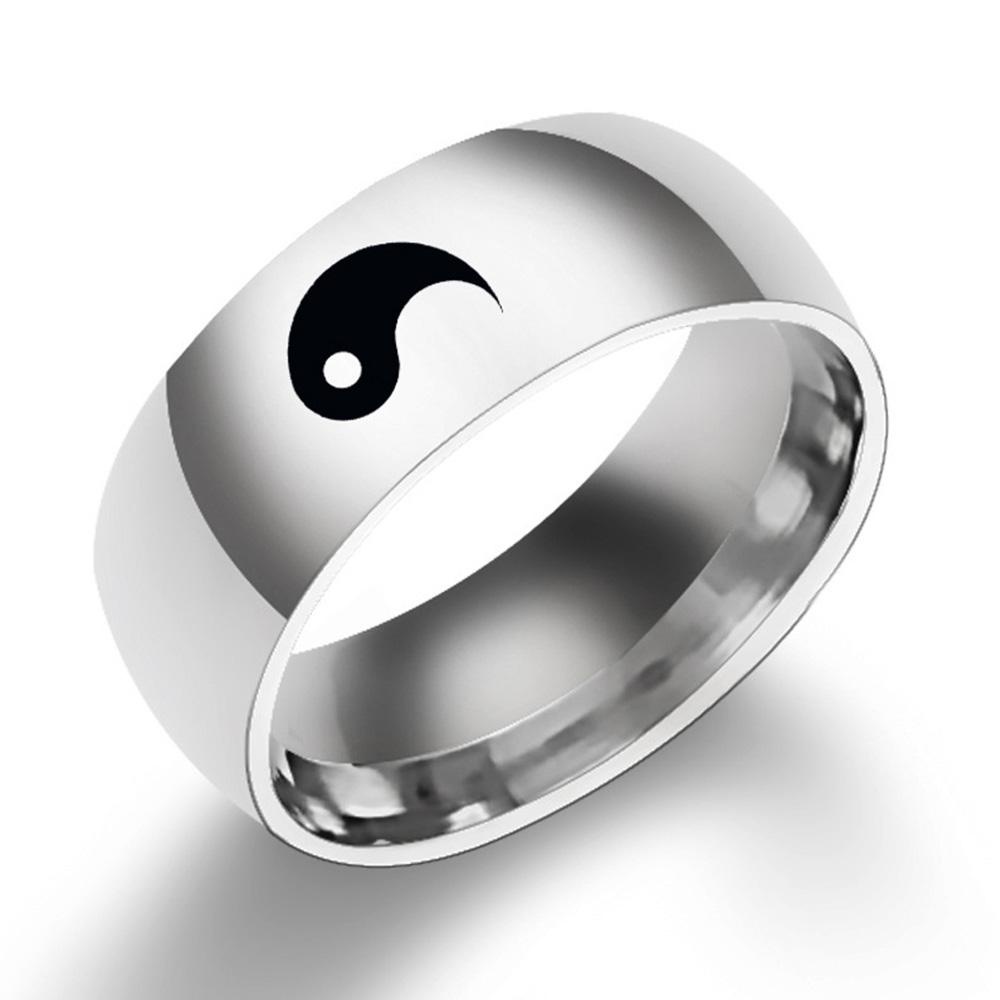 Mxbeauty Cincin Pasangan Desain Yin Yang Warna-Warni Gaya Punk China Untuk Hadiah