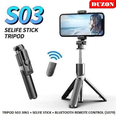 TONGSIS S03 S03S LED BLUETOOTH TRIPOD 3IN1 SELFIE STICK BLUETOOTH REMOTE CONTROL