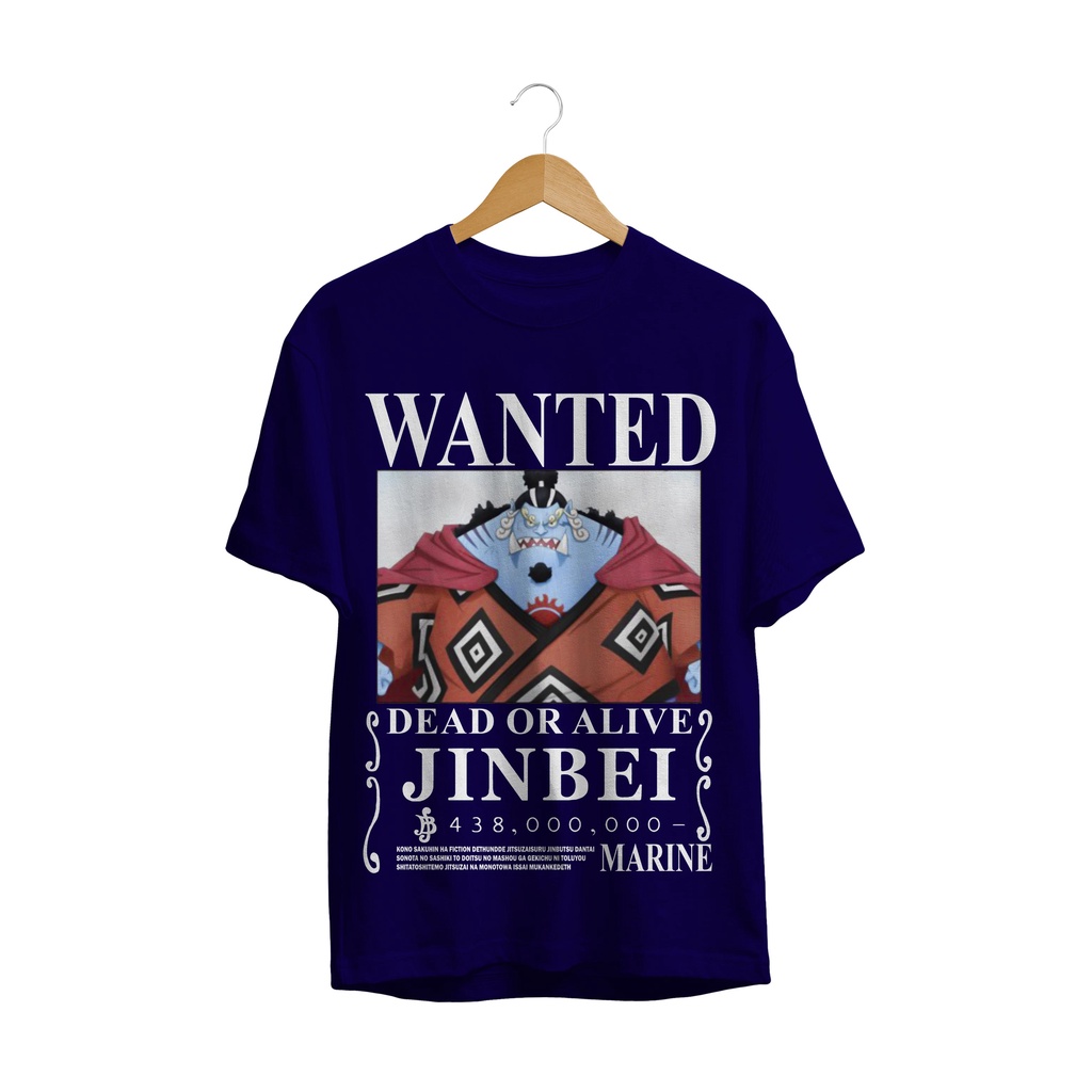 T-SHIRT BAJU ANIME ONE PIECE WANTED MUGIWARA JINBEI