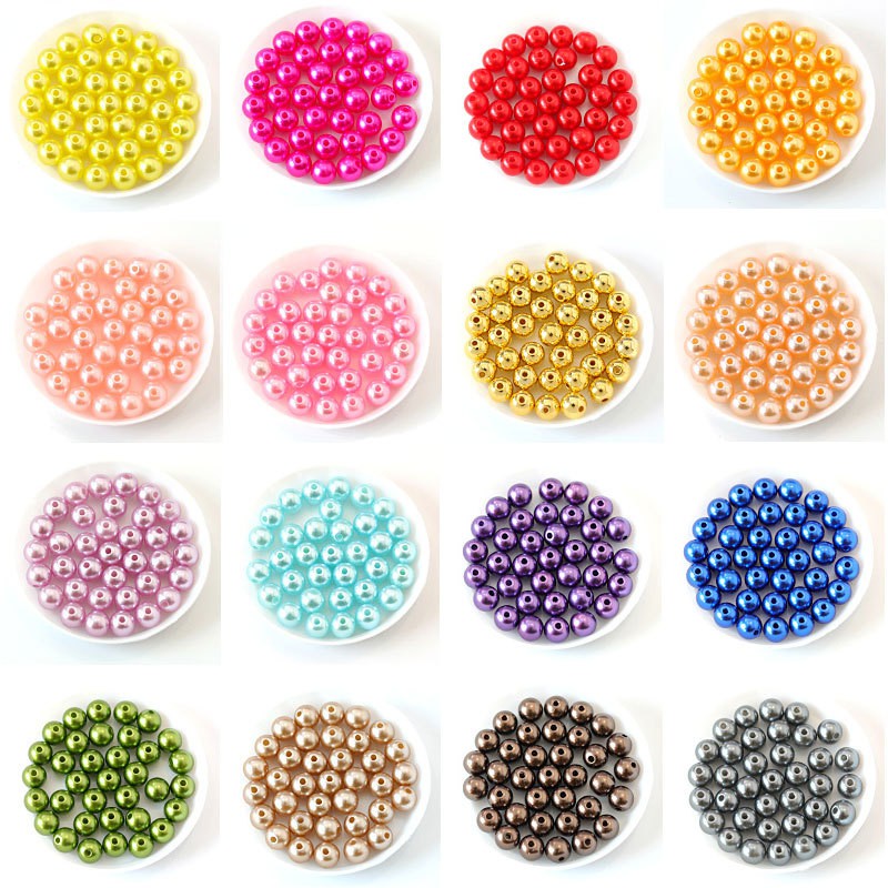 High Quality With Hole ABS Imitation Pearl Beads Round Plastic Acrylic Spacer Beads And  Hot Styles For Making Earrings, Necklace, Bracelets DIY Jelelry