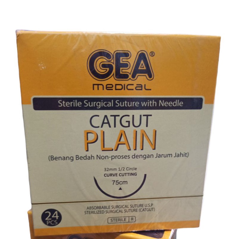 cat gut plain + jarum gea isi 24