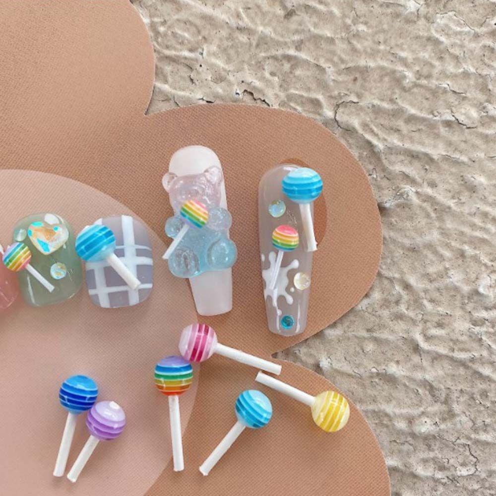 Mxbeauty Lollipop Perhiasan Nail Art Warna-Warni Musim Panas Lucu Permen Manis Kartun DIY Alat Nail Art