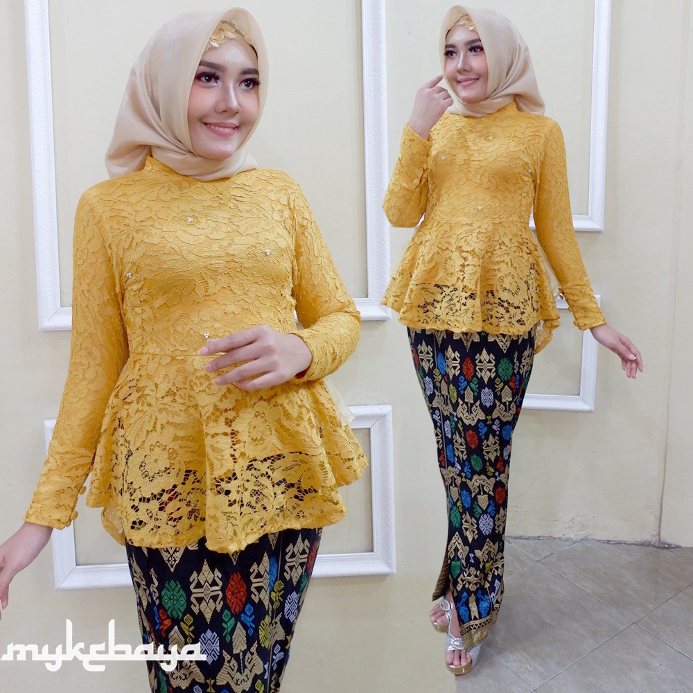 Set Kebaya Wisuda Dan Rok Kebaya Peplum Bludru Organza Kebaya