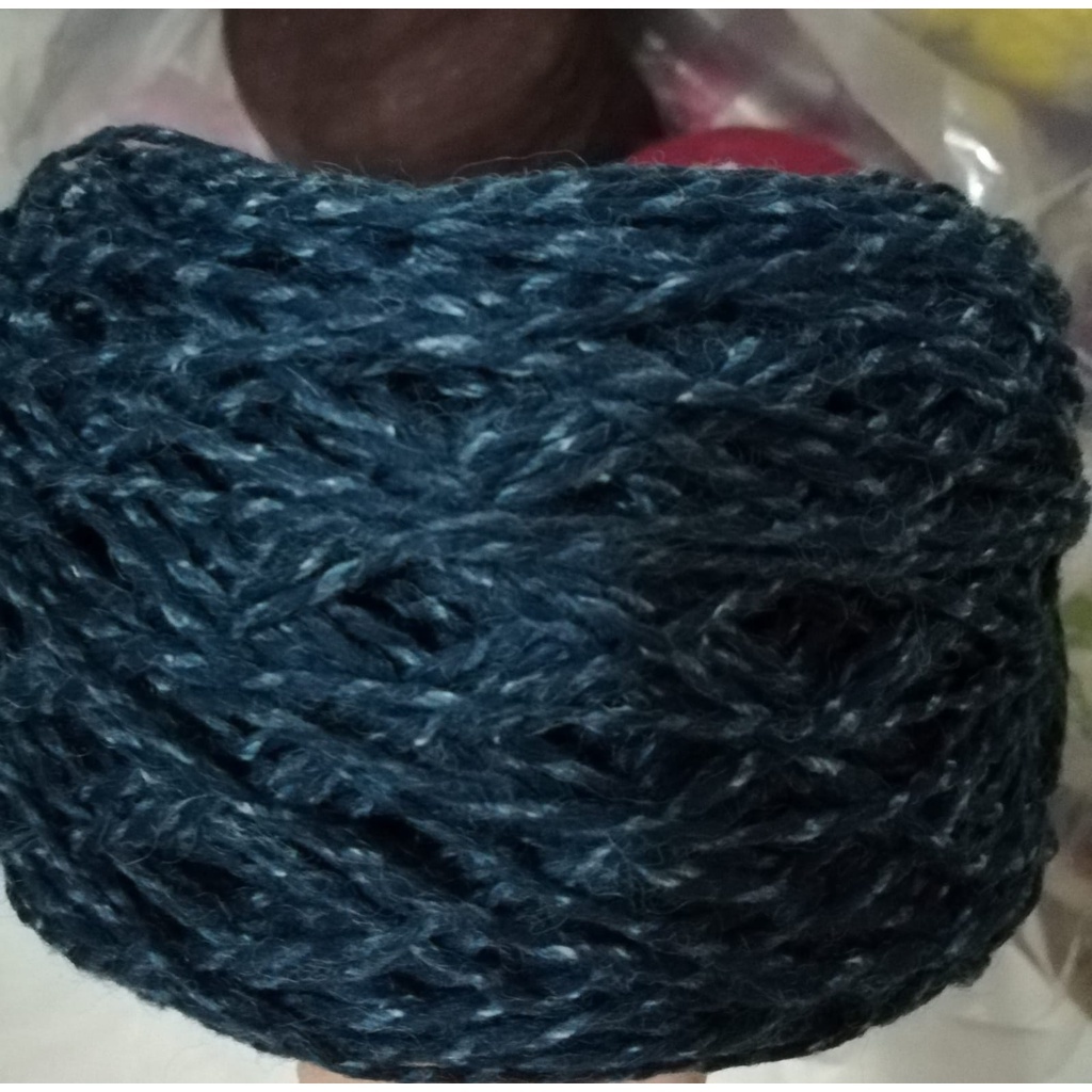 Benang Rajut Wol Akrilik (Acrylic Wool) Twist Biru Putih (100 gram)