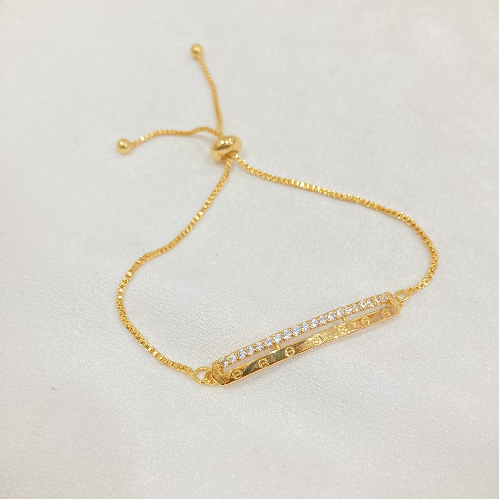 Gelang Wanita Serut Anti Karat Vintage Perhiasan Titanium Asli Berlapis Emas KTA02-MA60