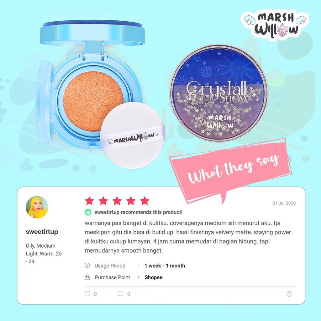 ⭐ BAGUS ⭐ MARSHWILLOW CRYSTAL SNOW BB CUSHION | Crystall