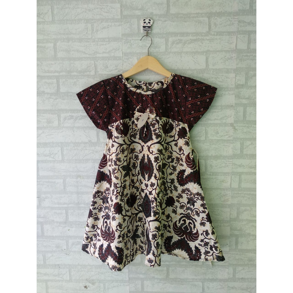 Dress batik sogan anak size 0 usia 1 th - 2,5th