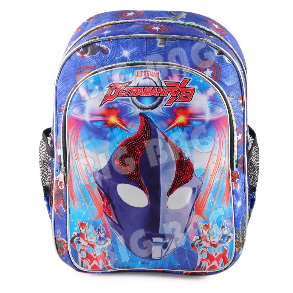 Tas Anak Laki Laki Karakter ULTRAMEN / CAPT AMERICA EXTRA - THE FORBIDDEN - RANSEL LED + BOTOL Minum