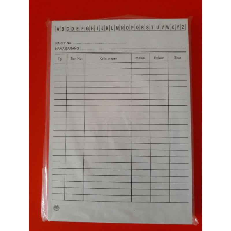 

Kartu Stok / stock putih ukuran A5