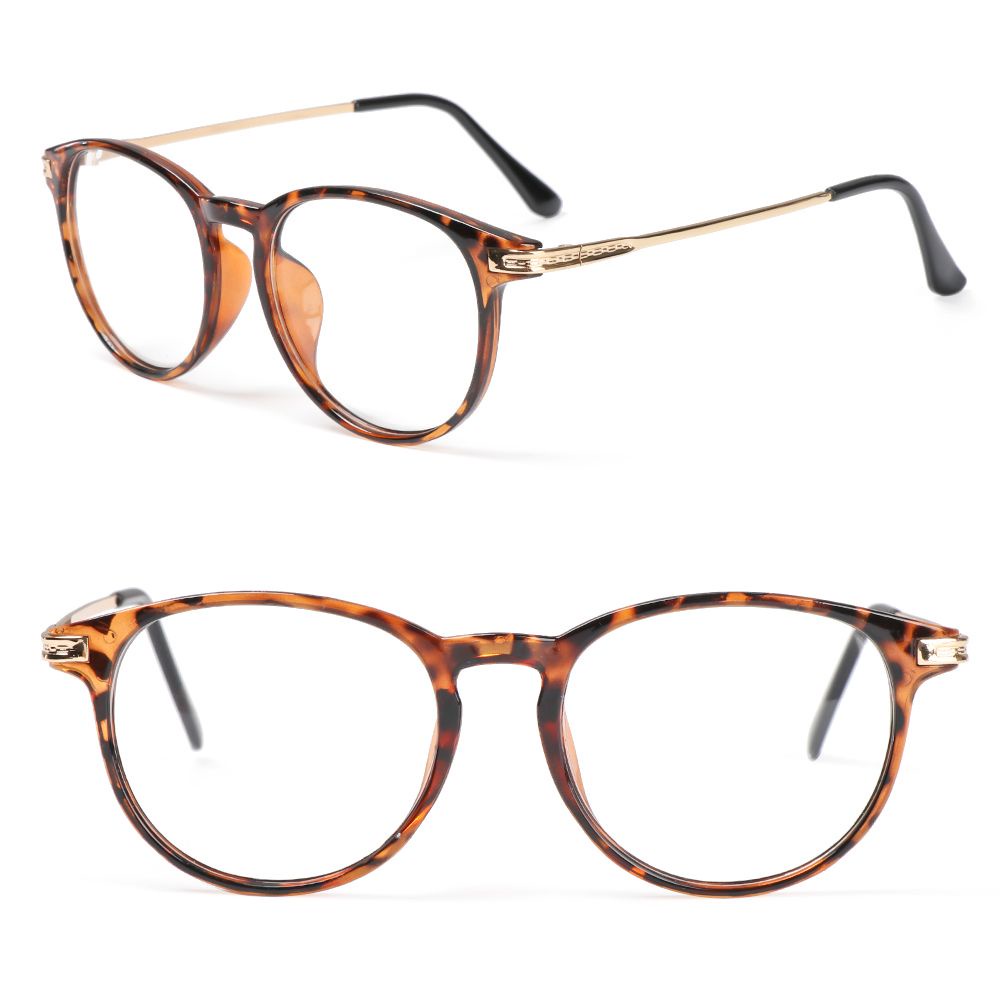 Animor Kacamata Optik Frame Bulat Lensa Flat Ultra Ringan Gaya Vintage Untuk Pria / Wanita