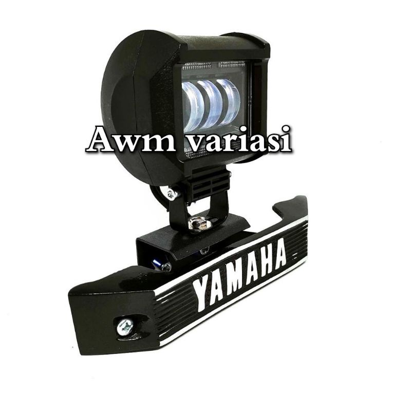 lampu led depan RX king daymaker kotak 3 led + lampu ring biru + breket