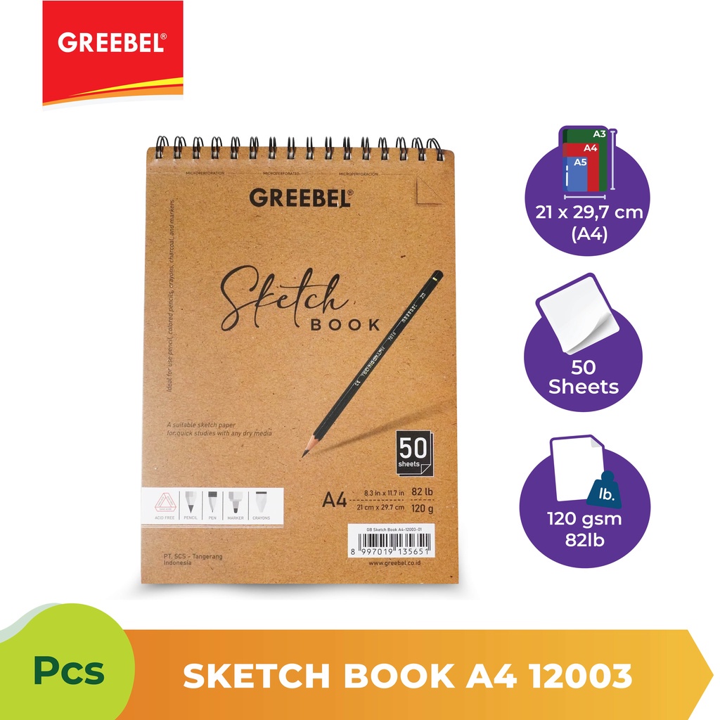 Sketchbook/ Buku Gambar A4 120Gsm 50 Sheets 12003-02 Greebel